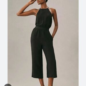 Cloth & Stone Black Halter Jumpsuit with Cropped Wide-Leg